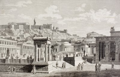 Imaginary View of the Market Place of Agora in Athens, Ancient Greece, from 